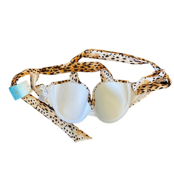 River Island Brown Leopard Print Balconette Bikini Top Size 10 - Picture 4 of 7